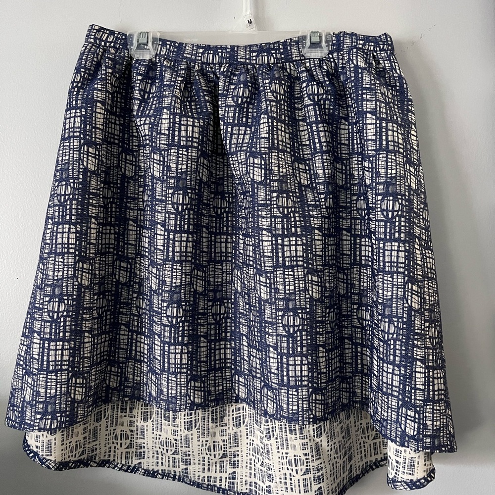Navy and White Patterned Women's Skirt